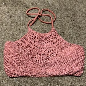 Ika Kul bikini crochet like top (only) burnt orange color EUC